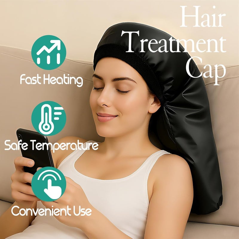 VICARKO Steamer Cap for Deep Conditioning - Extended Hood with 10 Heat Levels, 3 Timers, Portable Thermal Treatment for Natural Curly Hair, Black - Image 2